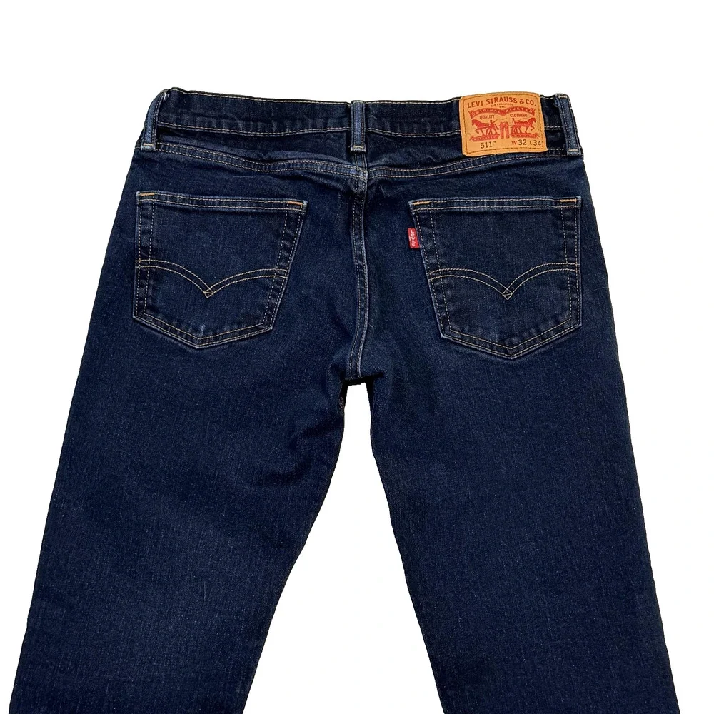 Levis 511 Jeans Mens 32x34 Blue Denim Slim Tapered Fit Dark Wash